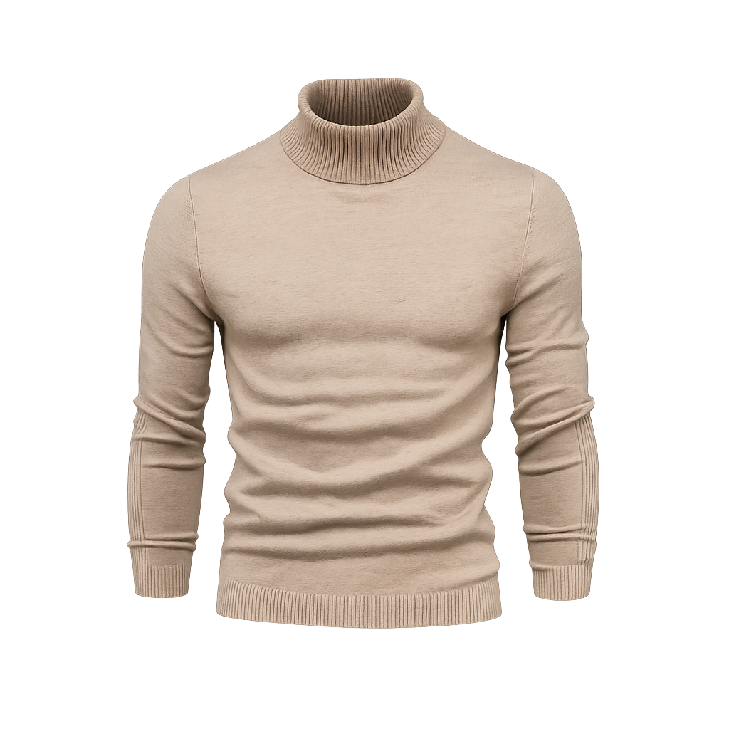 Turtleneck Cable-Knit Wool Knit Sweater
