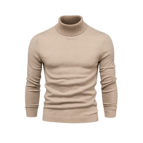 Turtleneck Cable-Knit Wool Knit Sweater