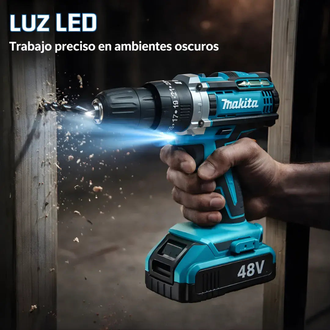 Taladro de Impacto inalámbrico percutor+ Maletin + 24 Accesorios + 2 Baterias 40 V